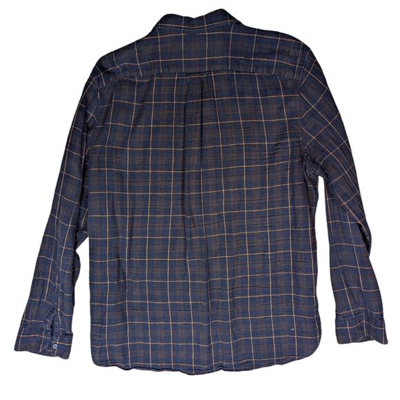 Vince Men’s Plaid Flannel Button Down Shirt Blue Brown XXL - Picture 2 of 8